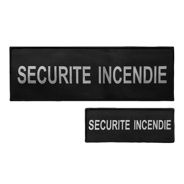 Lot dossard + bande poitrine fond noir lettres grises SECURITE INCENDIE 