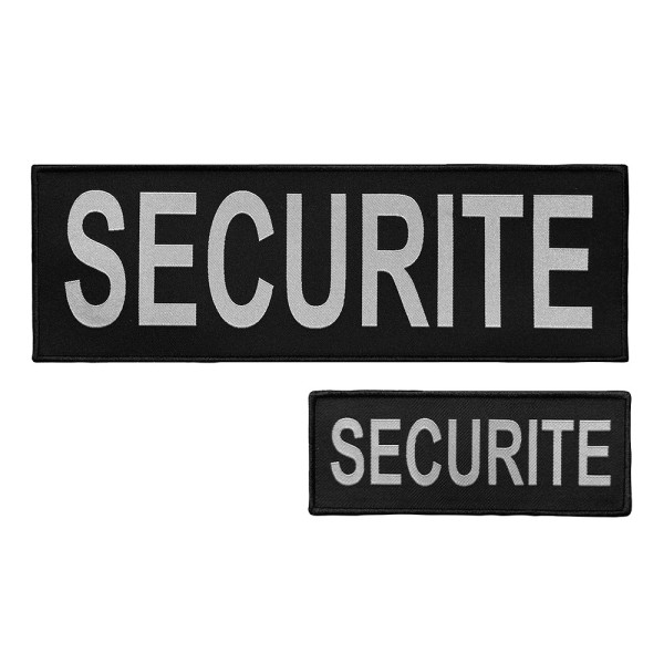Lot dossard + bande poitrine fond noir lettres grises SECURITE 
