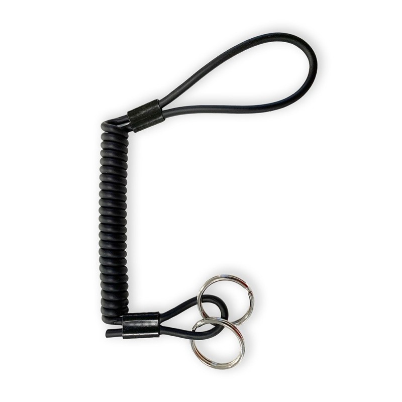 Dragonne de sécurité Kevlar® 80 cm avec anneaux porte-clés noir Dragonne de sécurité Kevlar® 80 cm avec anneaux porte-clés noir