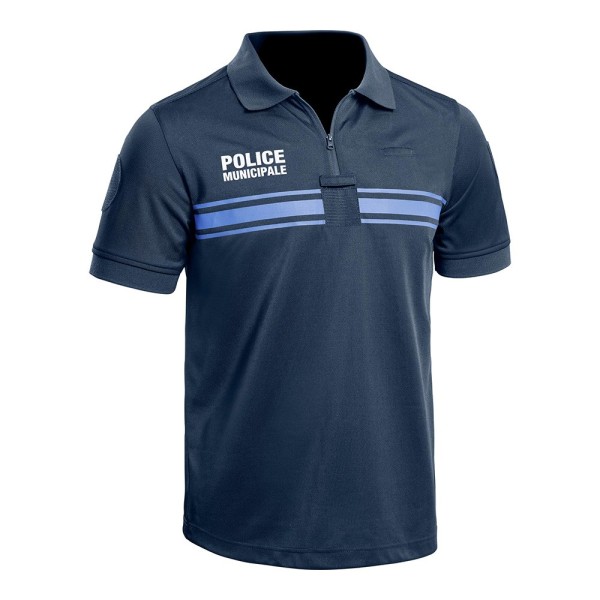 Polo manches courtes Police Municipale P.M. ONE bleu 
