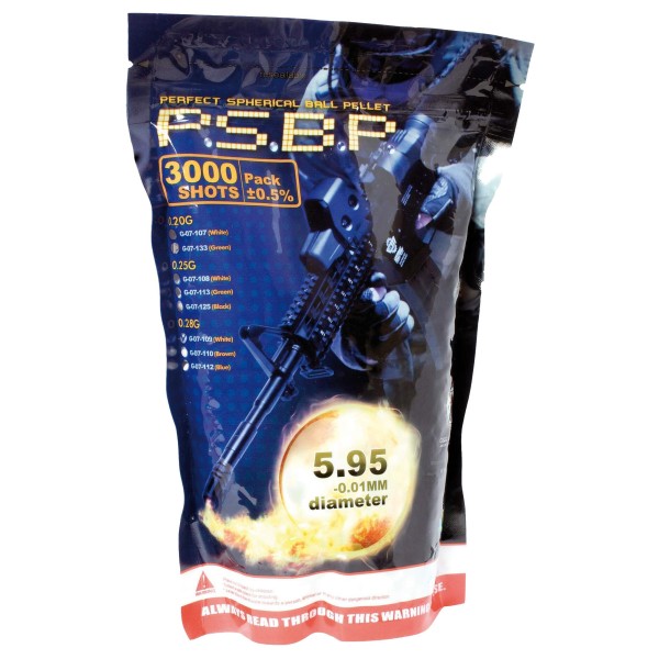 Billes Airsoft 6mm 0,20g en sachet de 3000 bbs 