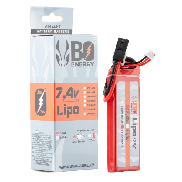 1 stick batterie Lipo 2S 7.4V 1800mAh 25C 