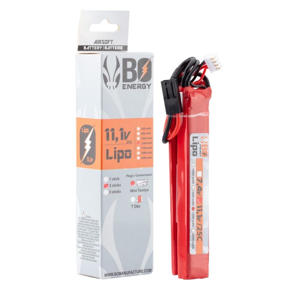 2 sticks batterie Lipo 3S 11.1V 1300mAh 25C 