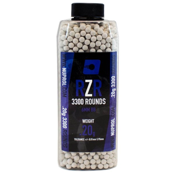 Billes Airsoft 6mm RZR 0.20g bouteille 3300 bbs