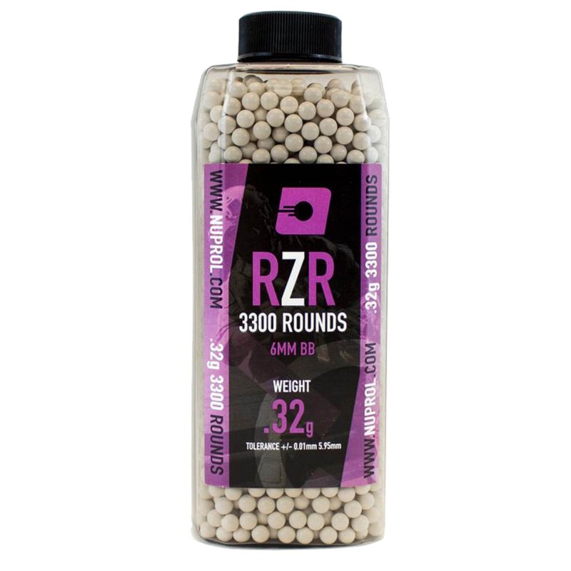 Billes Airsoft 6mm RZR 0.32g bouteille 3300 bbs