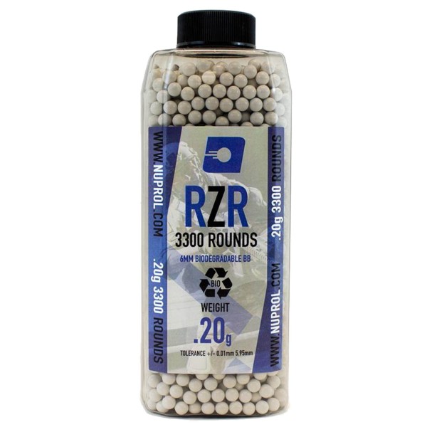 Billes Airsoft 6mm RZR 0.20g BIO bouteille 3300 bbs 