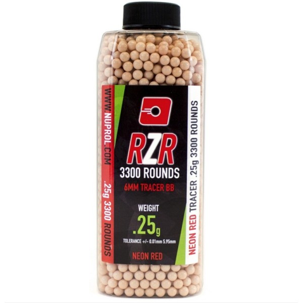 Billes Airsoft 6mm RZR 0.25g bouteilles 3300 bbs TRACER rouges 