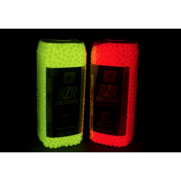Billes Airsoft 6mm RZR 0.25g bouteilles 3300 bbs TRACER rouges 