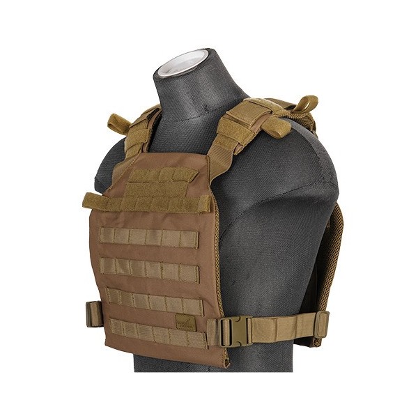 Gilet léger Plate carrier Coyotte Brown 1000D Lancer Tactical 