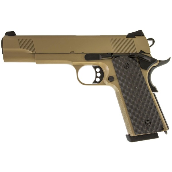 Réplique GBB 1911 MEU Raven full metal gaz tan 1,0 J 