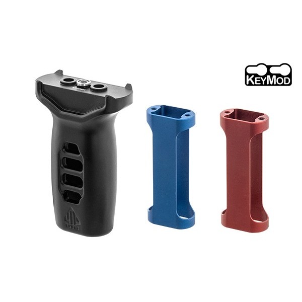 Grip Super slim Keymod avec inserts rouge et bleu 