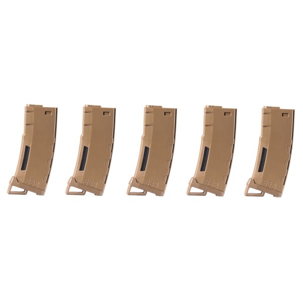 Pack de 5 chargeurs Mid-cap Speed 130 billes pour M4 AEG Tan 