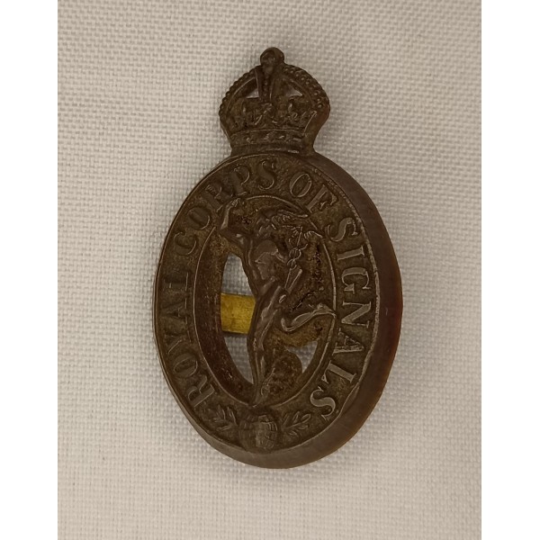 Rare insigne casquette royal corps of signals en bakélite ww2
