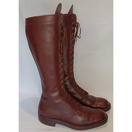 Bottes Militaires Coloniales Années 30 En Cuir - Taille 41 - Marron - Fait Main France 1939