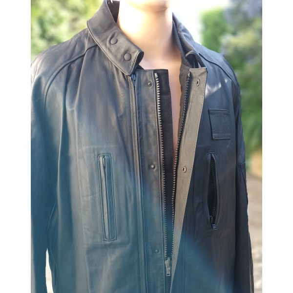 Blouson trois quart en cuir model police italienne