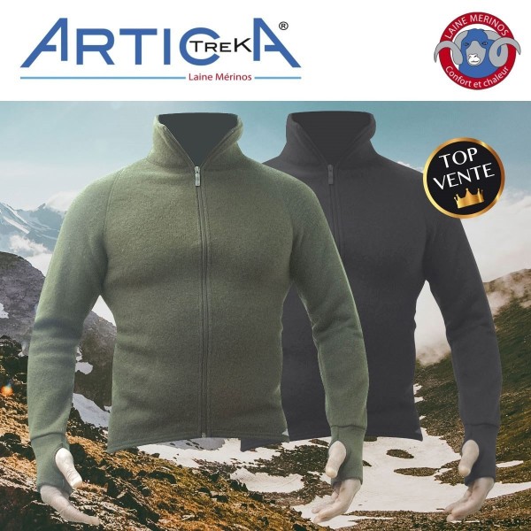 Veste zippée en laine Mérinos 600g Artica Trek®  