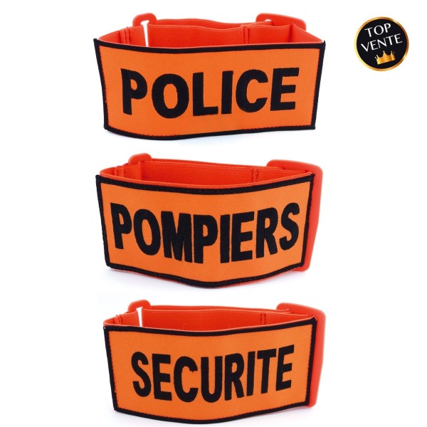 Brassard brodé Police, Pompier et Sécurité 