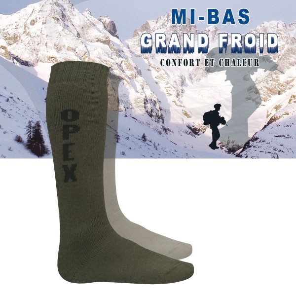 Chaussettes mi-bas grand froid Opex®  Modèle:Vert