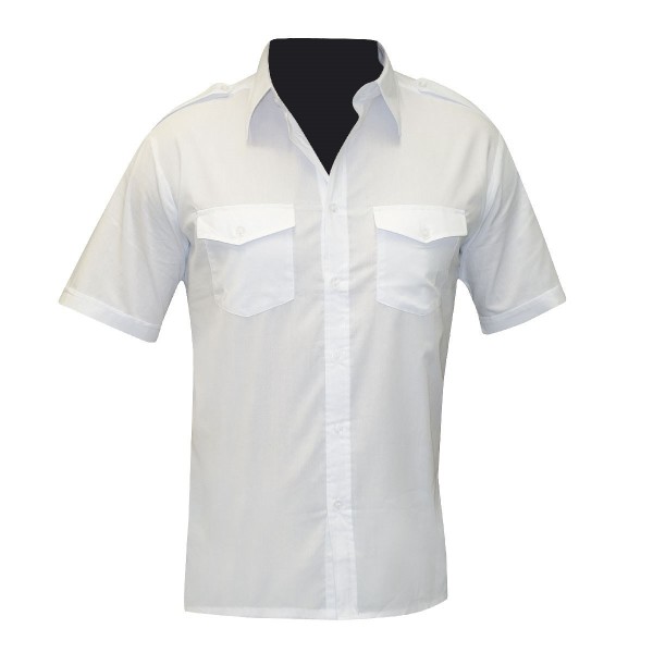 Chemise pilote blanche manches courtes 