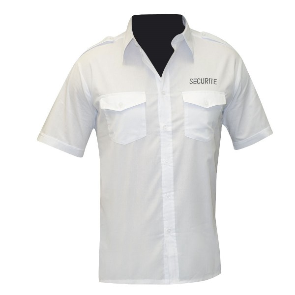 Chemise pilote blanche manches courtes brodée Sécurité 