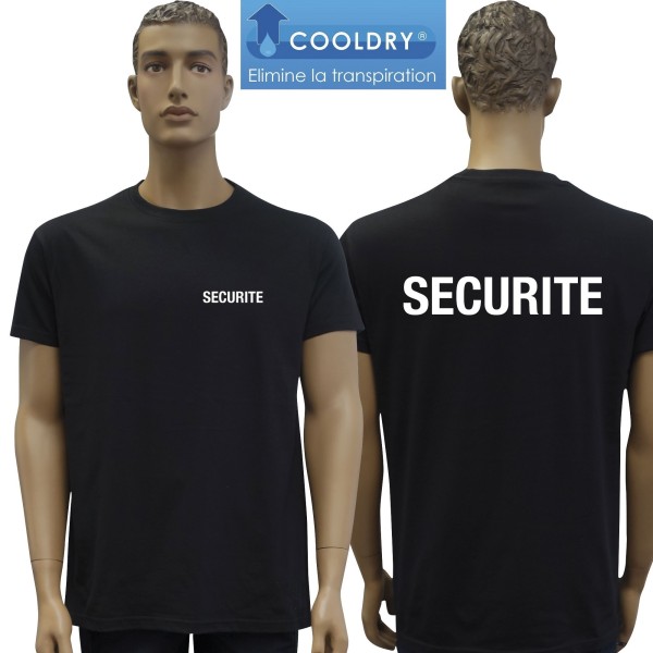 TEE SHIRT NOIR SECURITE COOLDRY MAILLE PIQUEE 