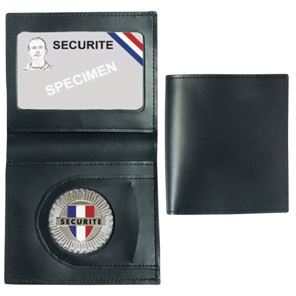 PORTE-CARTES CUIR FORMAT CB + BILLET AVEC INSIGNE SECURITE 