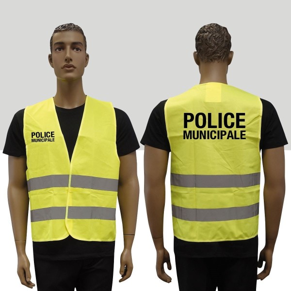 GILET FLUO HAUTE VISIBILITE POLICE MUNICIPALE 