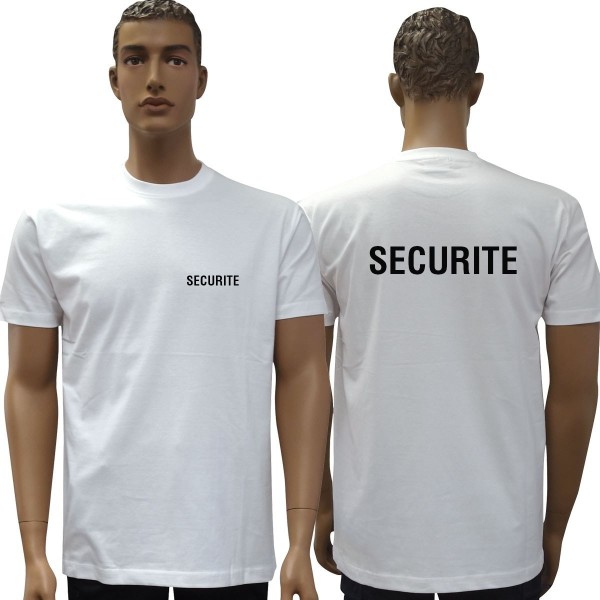 TEE SHIRT BLANC MC IMPRIME SECURITE 