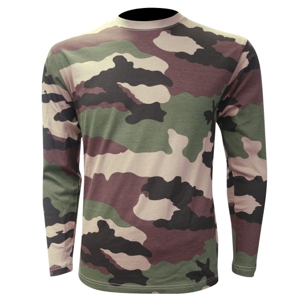 TEE SHIRT MILITAIRE MANCHES LONGUES CAM  Modèle:SS MARQUAGE