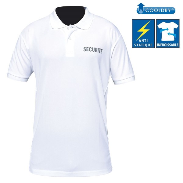 POLO COOLDRY BLANC IMPRIME SECURITE 