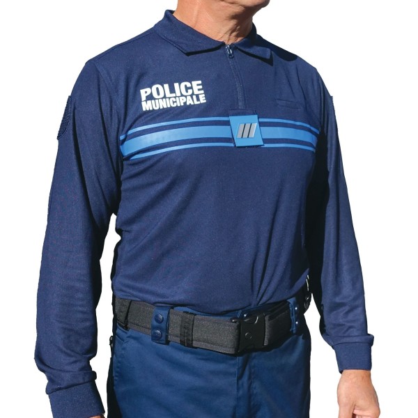 Polo Police Municipale manches longues Cooldry®  Modèle:Bleu marine