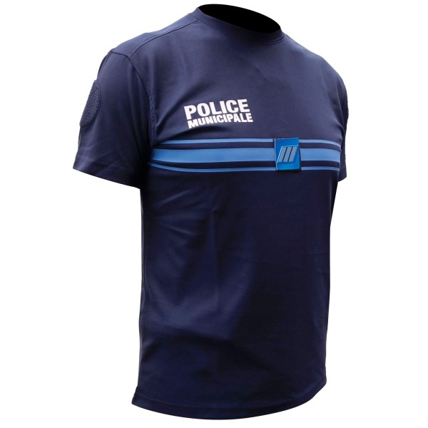 TEE SHIRT POLICE MUNICIPALE BLEU MARINE COOLDRY MAILLE PIQUEE 