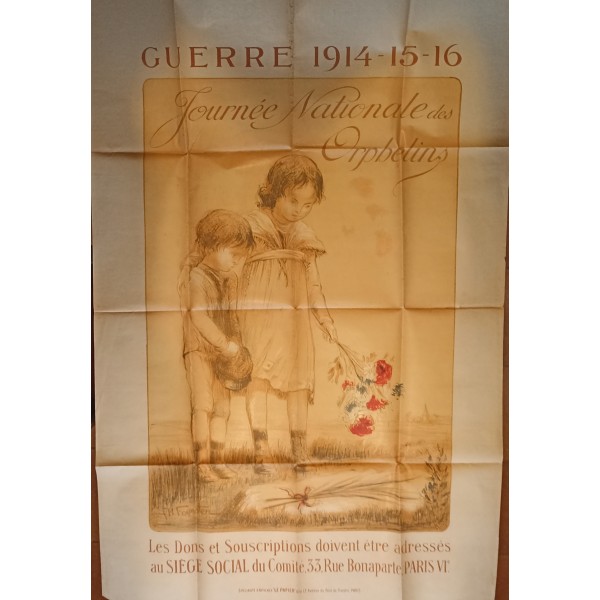 RARE Affiche original guerre 1914 1915 1916 journée WW1