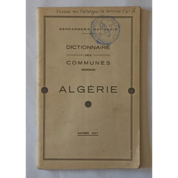 Dictionnaire des communes Algérie 1947