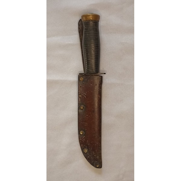 Couteau de Chasse type BOWIE étui cuir vintage