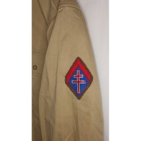 Chemise us toile chino 1er DFL France Libre WW2