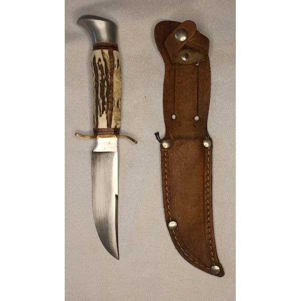 Couteau Chasse SABATIER corne vintage 40/50 Scout CJF