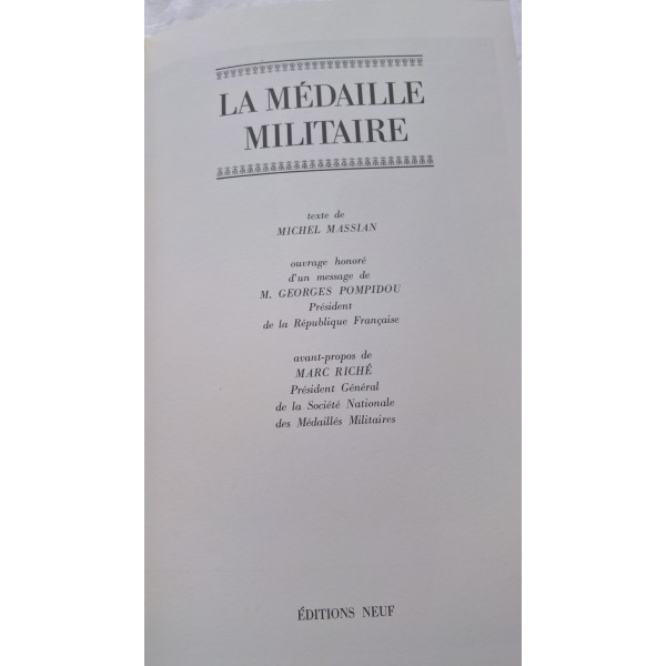 Livre " La médaille Militaire "