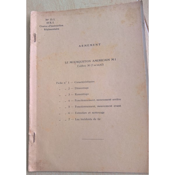 5 livrets d'instruction régimentaire du 36ème D.I et du 18 7me R.I
