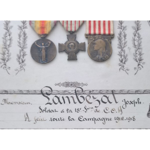 Cadre médailles d'un Poilu WW1