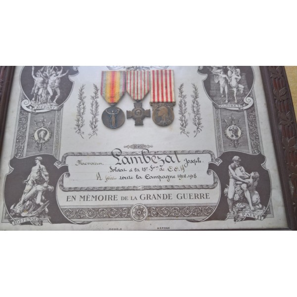 Cadre médailles d'un Poilu WW1