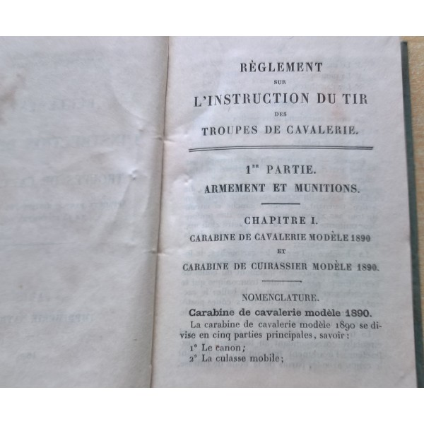 Règlement sur l'instruction du tir des troupes de cavalerie 1896