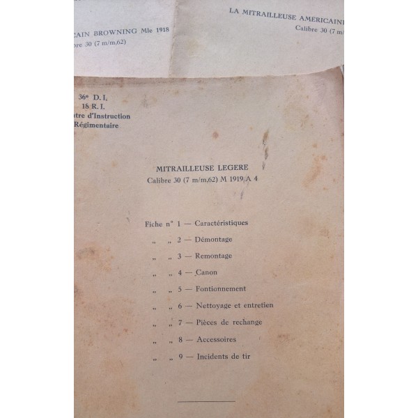 3 livrets d'Instruction régimentaire du 36ème D.I et du 18ème R.I