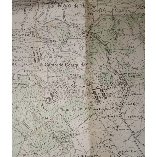 Carte type IGN Camp de COETQUIDAN WW2