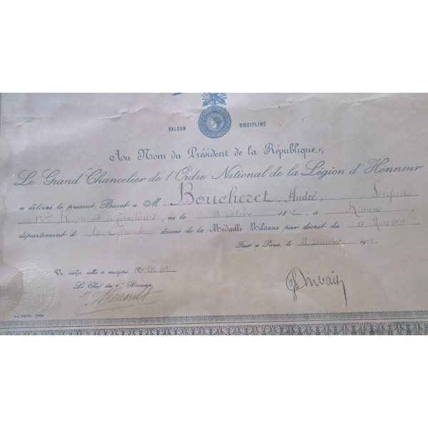 Cadre Médaille Militaire 13ème Régiment de Tirailleurs