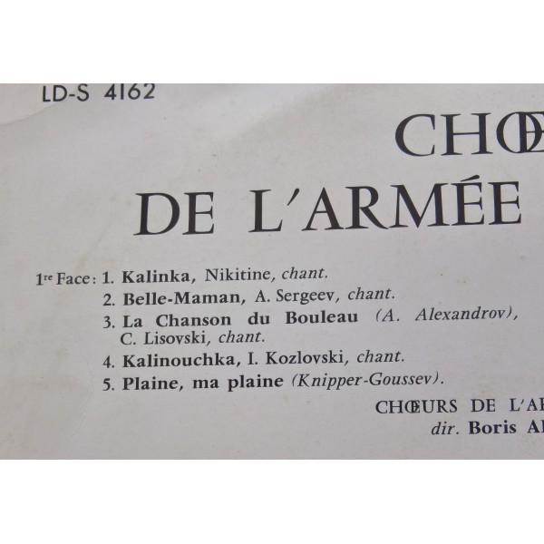 Vinyle Chœurs de l'armée Soviétique