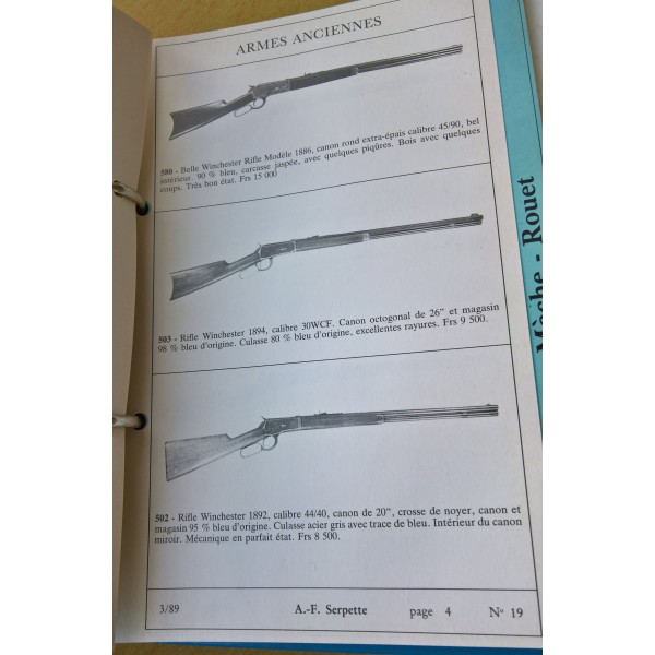 Classeur vente Armes anciennes, salle des ventes