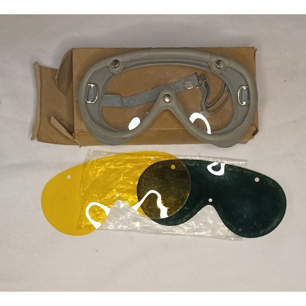 Ensemble pilote casque Guéneau type BE lunette ceinture maintien vintage