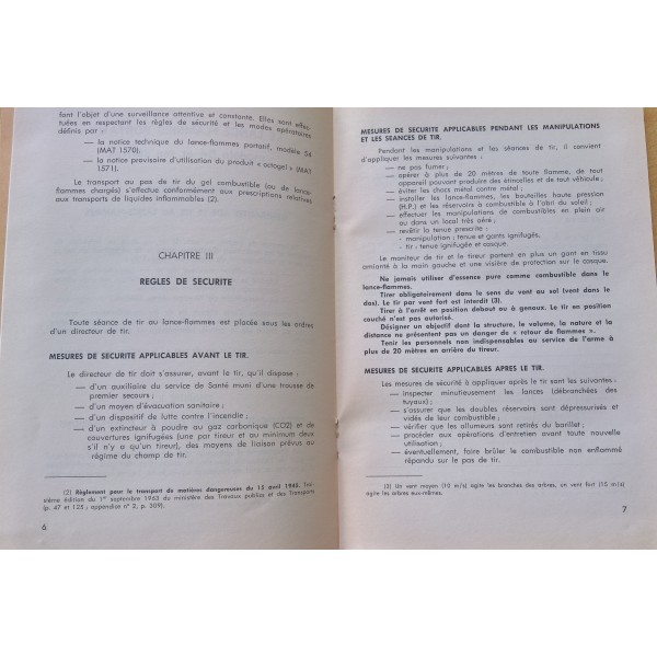 TTA 706 Mesures de sécurité pour le tir au lance-flamme