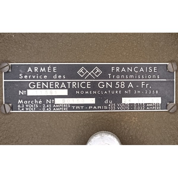 Génératrice Armée Française...